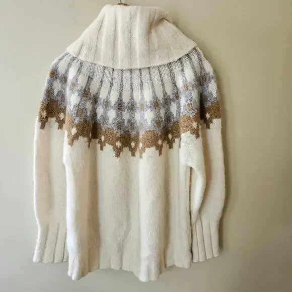 Banana Republic Women's Fair Isle Turtleneck Sweater, Size L Alpaca Fuzzy - Picture 6 of 10